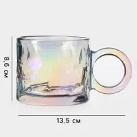 Кружка Доляна &laquo;Крис&raquo;, 300 мл, 13.5&times;8.6 см, стекло, перламутр