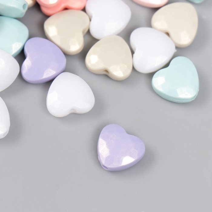 Бусины для творчества пластик Бусины для творчества пластик "Сердце грани. Пастель" жемчужные набор 20 гр 0,5х1,1х1,1 см