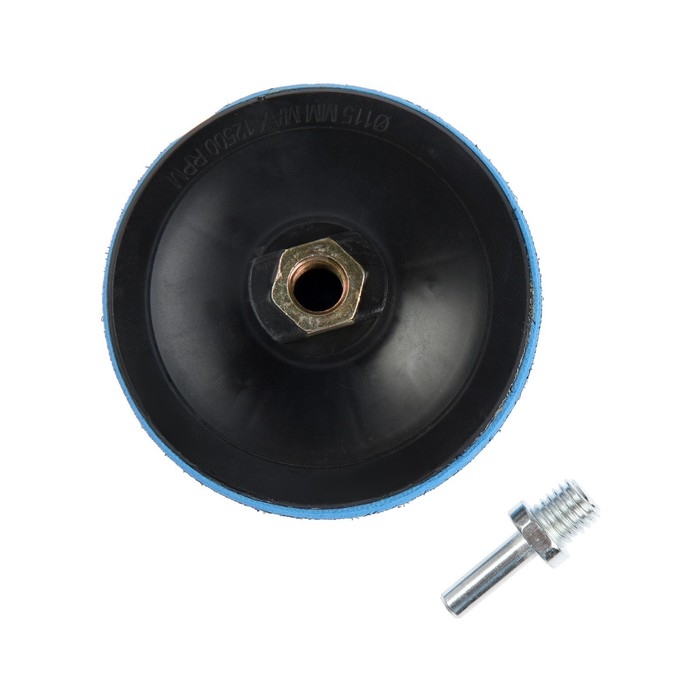 Насадка с липучкой для дрели и УШМ ТУНДРА, М14, с адаптером, твердая, 115 мм Насадка с липучкой для дрели и УШМ ТУНДРА, М14, с адаптером, твердая, 115 мм