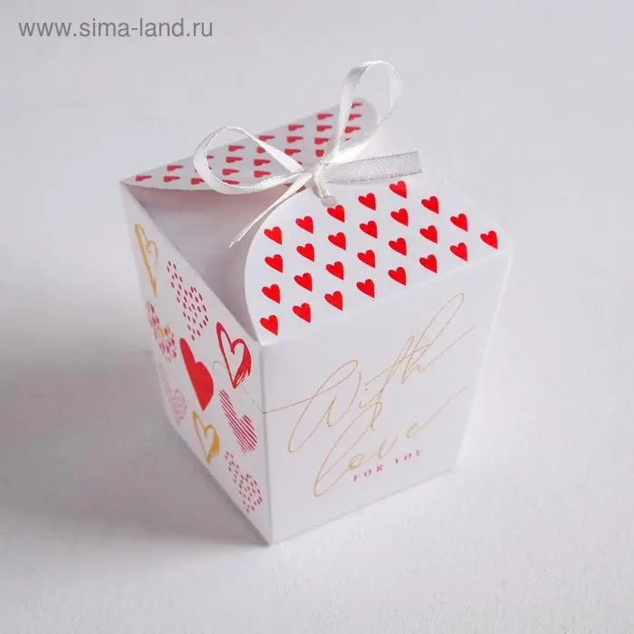 Коробка бонбоньерка, упаковка подарочная, With love, 8 х 7.5 х 6 см см Коробка бонбоньерка, упаковка подарочная, With love, 8 х 7.5 х 6 см см