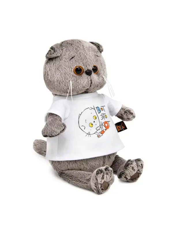 Мягкая игрушка &laquo;Кот Басик в футболке с принтом&raquo;, 19 см