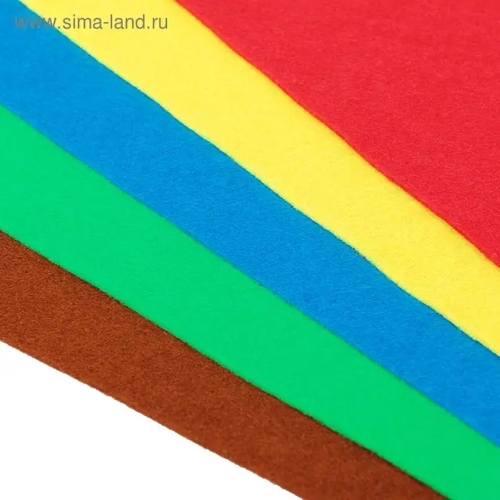Фетр цветной мягкий A4 deVENTE. Фетр цветной мягкий A4 deVENTE. "Яркие цвета" 5 цветов, 5 листов, толщина 2 мм
