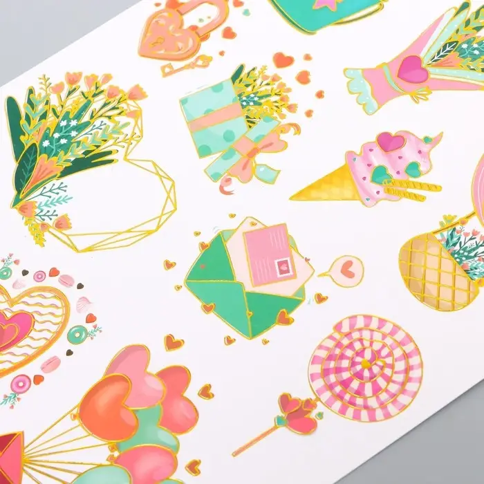 Набор наклеек для декора «Сердца», 2 листа, бумага, 20×15 см