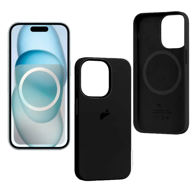 Чехол для iPhone 15 Pro Max Silicone Case 100% ORG (MagSafe + анимация NFC Clear) c LOGO Black