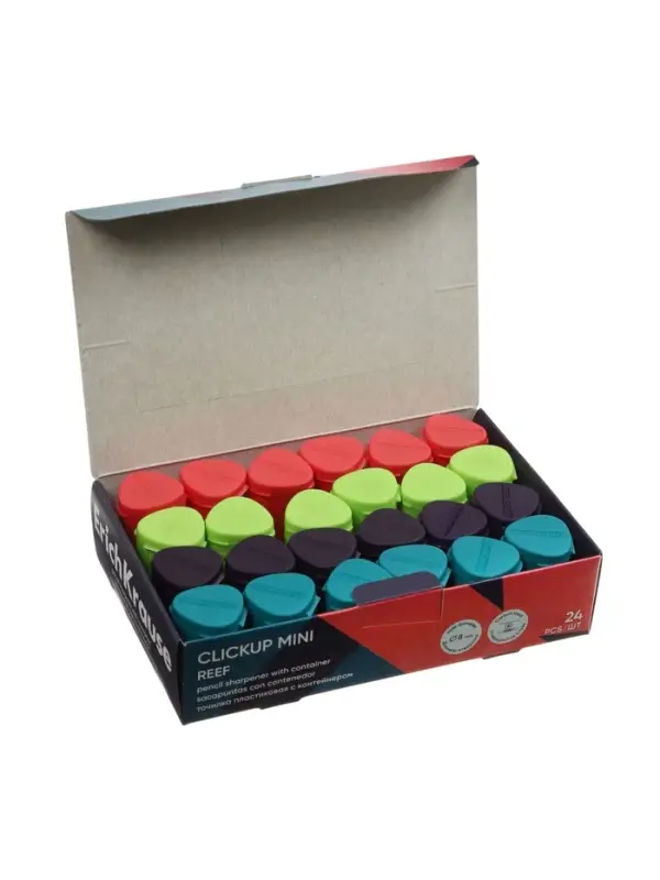 Точилка ErichKrause ClickUp Mini Reef, 1 отверстие, с контейнером, МИКС