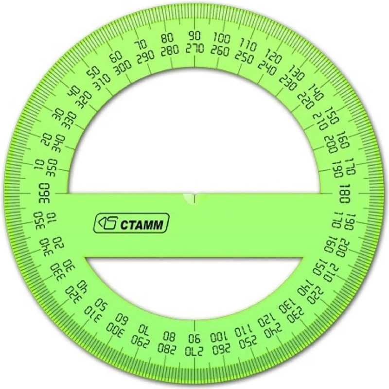 Транспортир 10 см 360 &nbsp;градусов, NEON Cristal, цвет ассорти ТР41