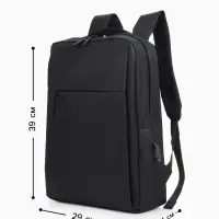 Рюкзак мужской на молнии, 2 наружных кармана, с USB, чёрный