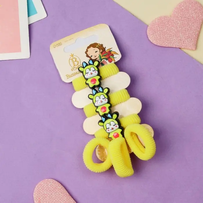 Резинка для волос  Резинка для волос "Нежность" (набор 6 шт) олененок, жёлтый