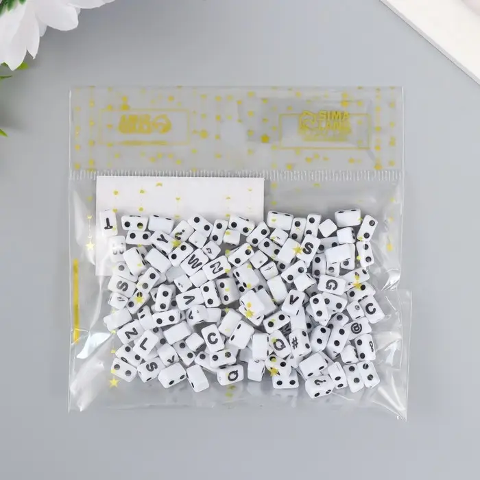 Бусины для творчества пластик  Бусины для творчества пластик "Буквы, знаки, цифры, домино" набор 20 гр 0,5х0,8х0,4 см