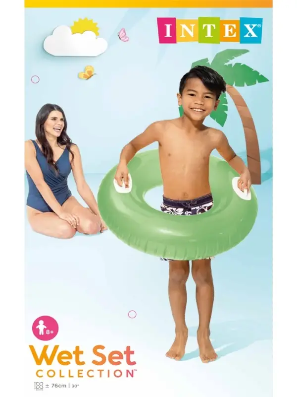 Круг для плавания &laquo;Яркое настроение&raquo;, с ручками, d=76 см, от 8 лет, цвет МИКС, 59258NP INTEX