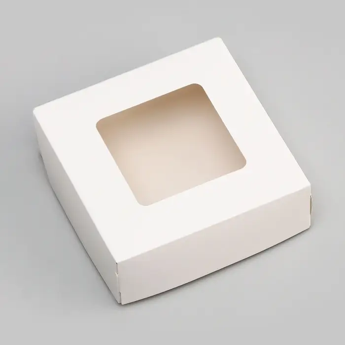 Коробка пищевая, с окном, белый, 11.5&times;11.5&times;4 см