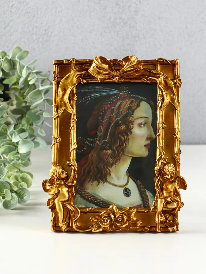 Фоторамка полистоун 10х15 см "Ангелы с бантом" бронза 20х16,5х2,5 см