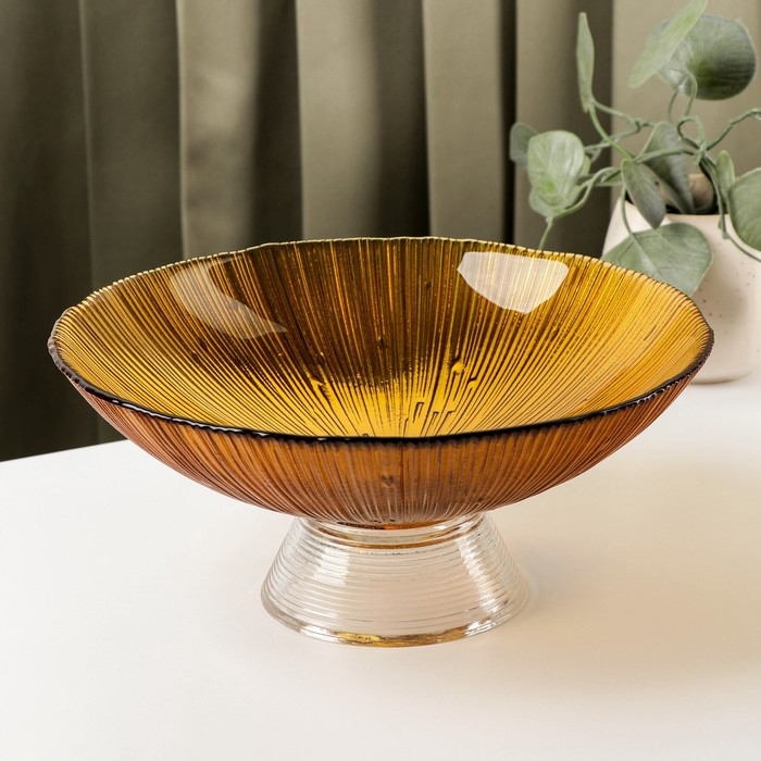 Ваза из стекла для фруктов «Фейверк», 1,4 л, 25×10 см, цвет янтарный Ваза из стекла для фруктов «Фейверк», 1,4 л, 25×10 см, цвет янтарный