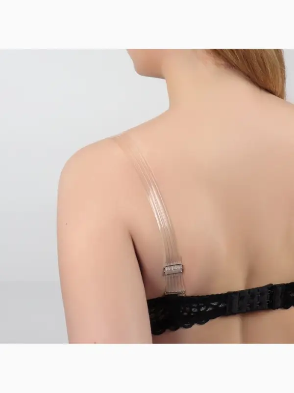 Лямки для бюстгальтера, силиконовые, фурнитура металл, 5 полос, 1.9 см, 37 см, пара, прозрачные