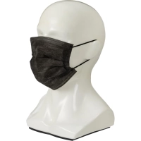 Маска медицинская 3-х сл., резинка, черная, картон 100шт/уп