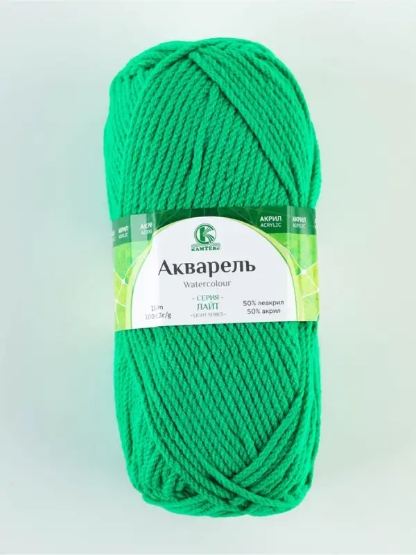 Пряжа &laquo;Акварель&raquo; 50% леакрил, акрил 50% 110 м/100 г (044 трава)