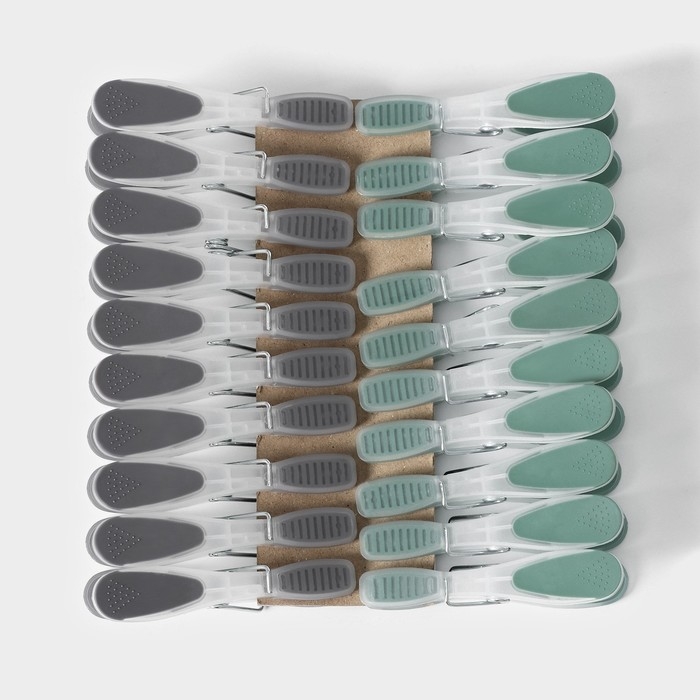 Набор прищепок бельевых Доляна, 20 шт, пластик, 8,4×1,6 см, цвет серо-зелёный