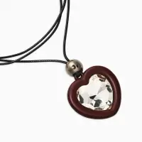 Кулон на шнурке стиль "Сердце" бусина, регулируемый, 90см, цвет бордово-чёрный