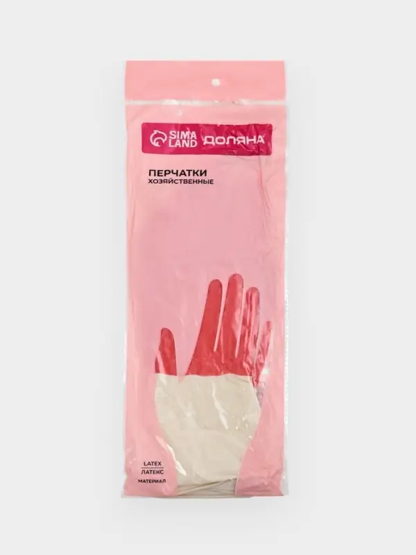 Перчатки хозяйственные плотные Доляна, размер M, латексные, красные