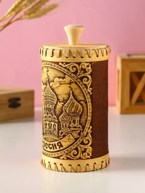 Туес Туес "Россия", D8,5смхH(с хватком)17см, береста