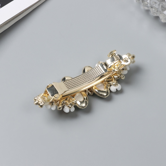 Заколка-автомат для волос Заколка-автомат для волос "Розмари элит" цветок, 6,5 см, золото