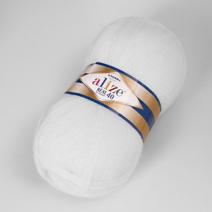 Пряжа Пряжа "Angora real 40" 60% акрил, 40% шерсть 430м/100гр (55 белый)