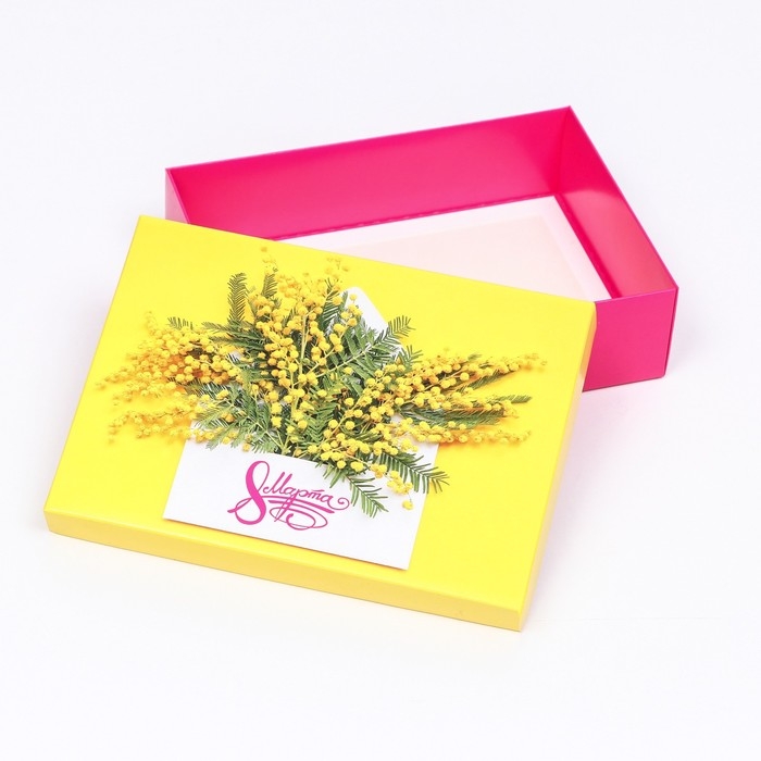 Подарочная коробка Подарочная коробка "8 марта, мимозы", 21 х 15 х 5,7 см