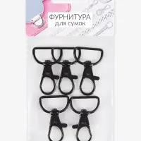 Карабин металлический, матовый, 40&times;25 мм / 20&times;3 мм, 5 шт., чёрный
