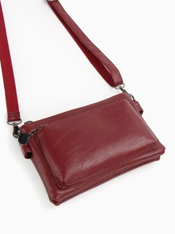 Сумка женская кросс-боди на молнии, 20.5&times;2&times;13 см, бордовая