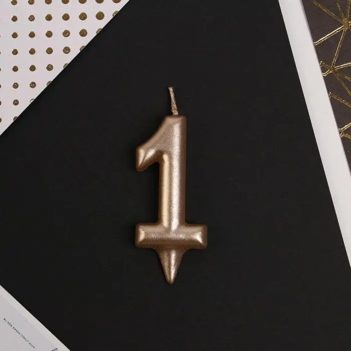Свеча для торта, цифра &laquo;1&raquo;, шампань, 3 х 6 см