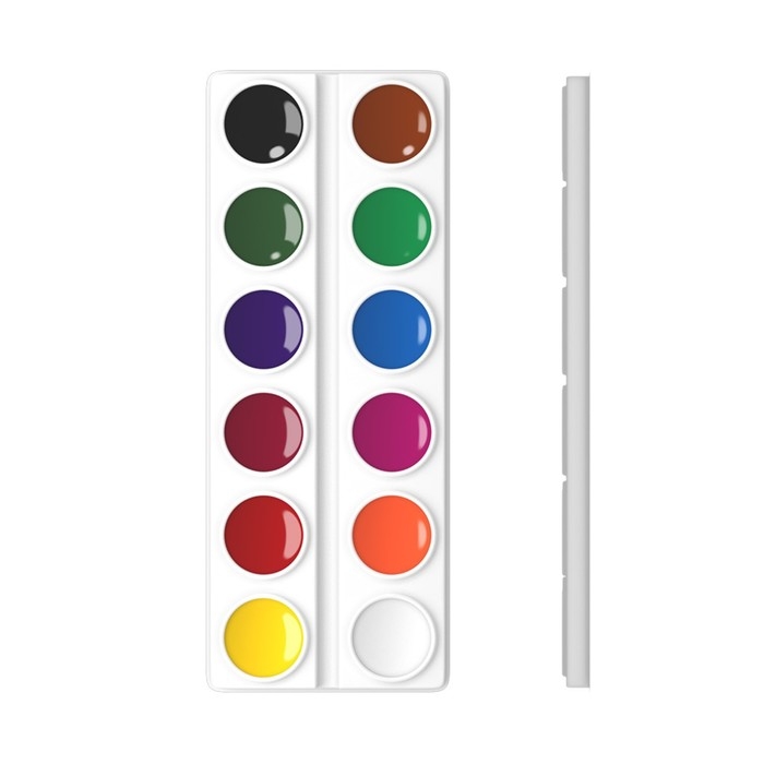 Акварель 12 цветов, ErichKrause, без кисти, мягкий пластик, картонная коробка, европодвес (эконом упаковка) Акварель 12 цветов, ErichKrause, без кисти, мягкий пластик, картонная коробка, европодвес (эконом упаковка)