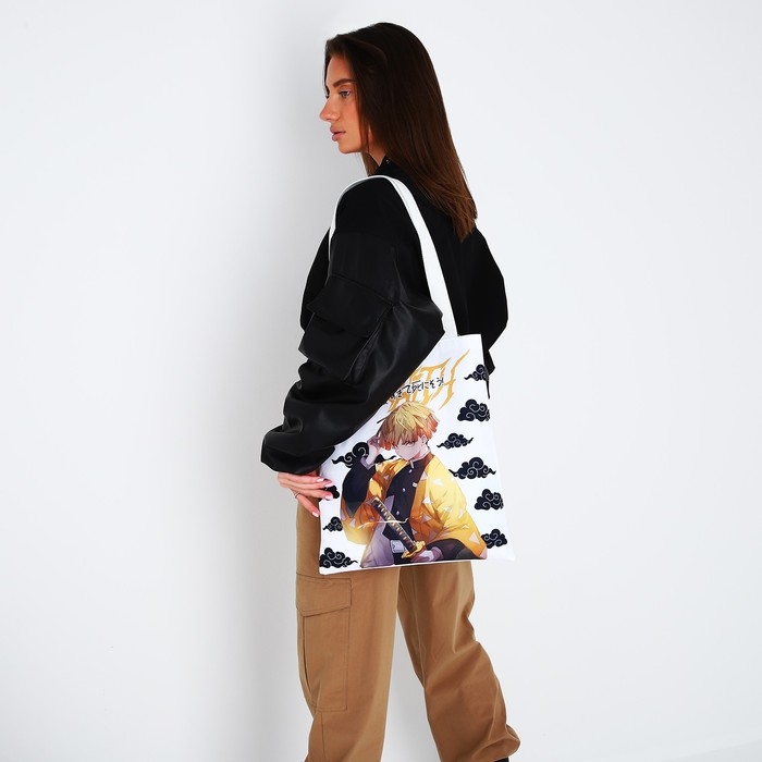 Шопер «Дзэницу», 35х0.5х40 см, отд без молнии, без подклада, белый Шопер «Дзэницу», 35х0.5х40 см, отд без молнии, без подклада, белый