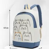 Рюкзак школьный на молнии, с карманами, с рисунком, размер 30&times;14&times;43 см, синий