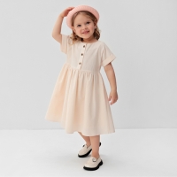 Платье для девочки MINAKU: Cotton Collection цвет бежевый, рост 116