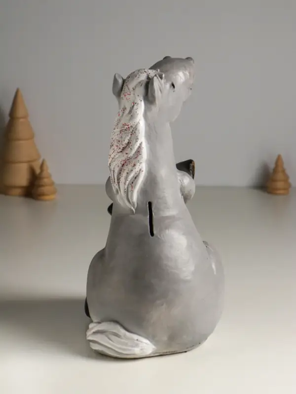 Копилка "Лошадь с мешком" 12х17х24 см, серый