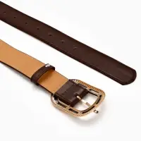 Ремень жен 05-01-07-01, Июнь2507, 3*0,3*110 см, без винта, пряж золото+пласт, 1 прокол корич   10903