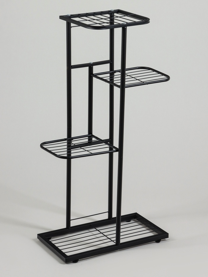 Подставка для цветов Greengo, 4 полки, 43 × 22 × 82 см, напольная, металл, чёрная