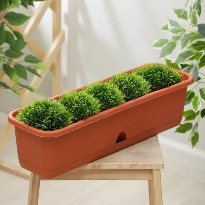 Ящик для цветов балконный с поддоном, 60 см, терракотовый