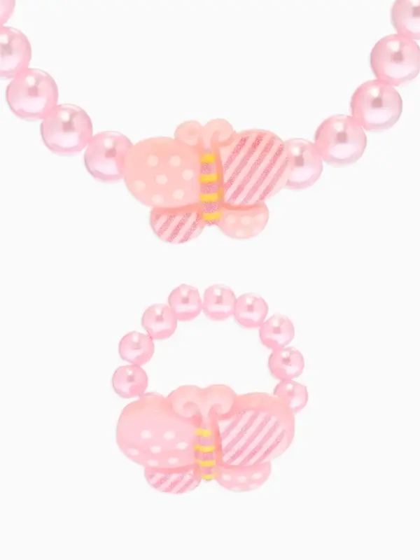 Набор детский &laquo;Выбражулька. Бабочки в горошек&raquo;, 2 предмета: браслет, кольцо, МИКС