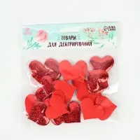 Сердечки декоративные, набор 20 шт., размер 1 шт.: 3.5&times;2.5 см, красные