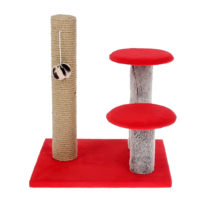 Когтеточка &laquo;Столбик&raquo;, 43&times;36&times;31 см, с двумя грибами, джут, МИКС