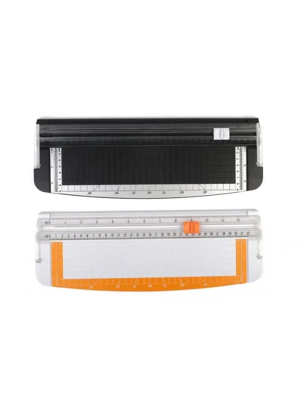 Роликовый резак для бумаги А4, до 3 листов, безопасное лезвие, длина реза 320 мм, в пакете, МИКС