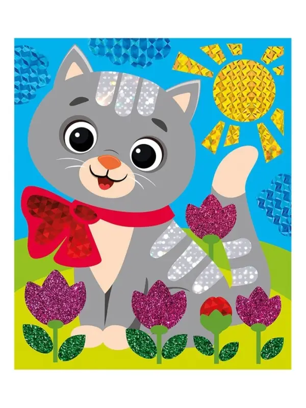 Набор для творчества. Аппликация фольгой "Котёнок" размер 138х165 мм (конверт, 6 цв)