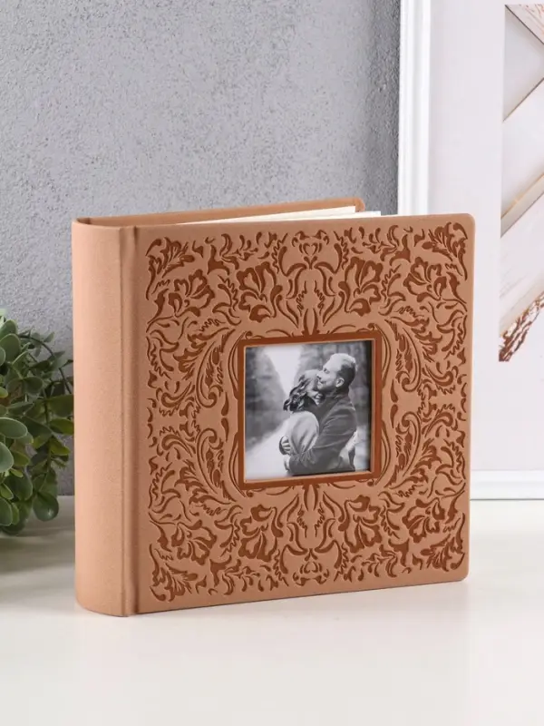 Фотоальбом Делюкс 200ф 10X15см, бум.карм.с мемо, книжн. пер-т., бронза