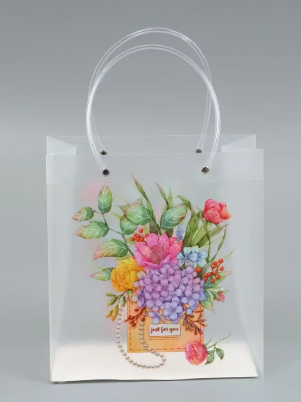 Пакет подарочный прозрачный, "Букет цветов", 22 х 10 х 24 см