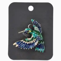 Брошь &laquo;Птица&raquo; колибри яркая, цветная в золоте
