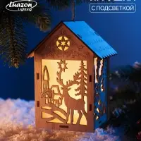 Ёлочная игрушка &laquo;Олень&raquo; 14&times;10 см, подвеска, от батареек AG10&times;3, свечение тёплое белое
