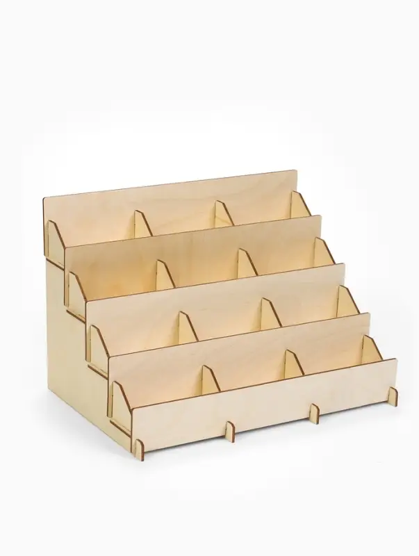 Подставка под открытки 12 ячеек по 10.8 см, 34.5&times;23&times;25 см, толщина 3 мм, бежевая