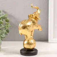 Фигурка полистоун &laquo;Слон на шаре с узорами&raquo;, золото, 10&times;5.5&times;18.5 см