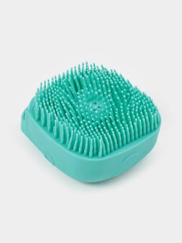 Щётка - мочалка массажная силиконовая с ёмкостью для мыла Доляна, бирюзовая